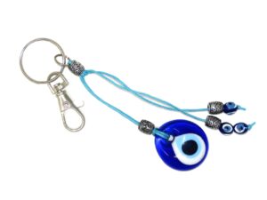 3cm Glass Lucky Evil Eye & Mixed Bead Keyring