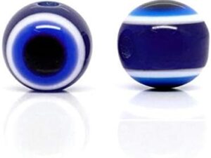 Pack of 100 Nazar Boncuk Boncugu 6/8/10 mm Round Boese Eye, Blue Eye Beads, Evil Eye Beads, Turkish Lucky Charm, Party Favours Decoration Amulet Wall Decoration Baby Shower Sin Bebek Sekeri (8 mm)