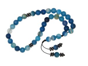 33 Bead Stress Relief Fidget Worry Prayer Beads Tasbih 8mm Blue Agate Gemstone