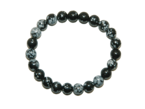 8mm Snowflake Obsidian Gemstone Bead Bracelet