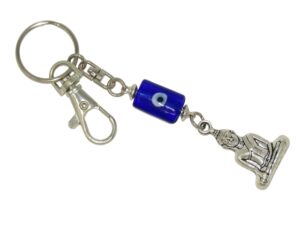 Buddha with Lucky Evil Eye Charm Keyring