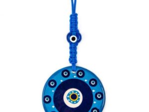 10cm Ceramic Lucky Evil Eye Nazar Boncuk and Macramé Wall Hanging Amulet