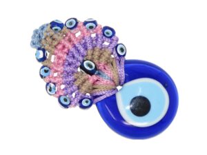 4cm Lucky Evil Eye Glass and Macramé Hanging
