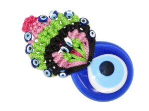 4cm Lucky Evil Eye Glass and Macramé Hanging Amulet for Protection and Good Luck