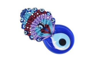 4cm Lucky Evil Eye Glass and Macramé Hanging Amulet for Protection and Good Luck
