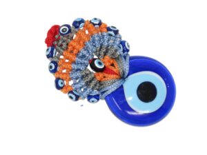 4cm Glass Lucky Evil Eye Glass and Macramé Hanging