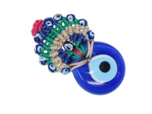 4cm Lucky Evil Eye Glass and Macramé Hanging Amulet for Protection and Good Luck
