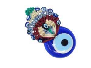 4cm Glass Lucky Evil Eye and Macramé Hanging