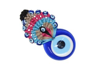 4cm Glass Lucky Evil Eye and Macramé Hanging