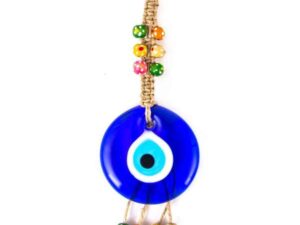 7cm Glass Lucky Evil Eye and Macramé Wall Hanging