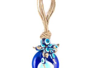 7cm Glass Lucky Evil Eye and Macramé Wall Hanging