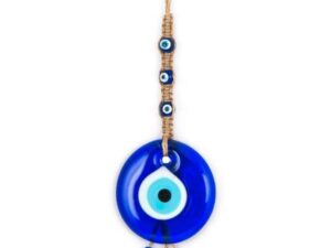 8cm Glass Lucky Evil Eye and Macramé Wall Hanging