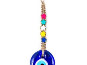 5cm Glass Lucky Evil Eye and Macramé Wall Hanging