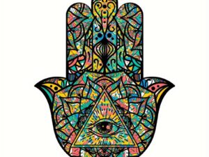 Hamsa Hand Decor Stained Window Hanging
