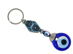 3cm Glass Lucky Evil Eye Mixed Bead Keyring