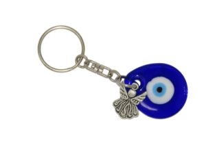 3cm Glass Lucky Evil Eye and Angel Charm Keyring