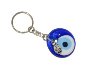 3cm Glass Lucky Evil Eye with Buddha Charm Keyring