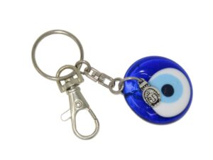 3cm Glass Lucky Evil Eye with Buddha Charm Keyring