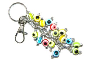 8mm Polyester Bead Lucky Evil Eye Keyring