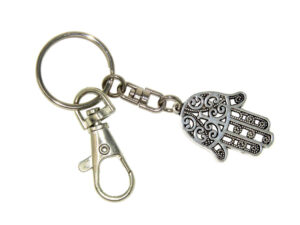 Hamsa Hand with Lucky Evil Eye Keyring Silver