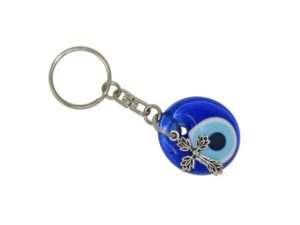 3cm Glass Lucky Evil Eye and Cross Keyring