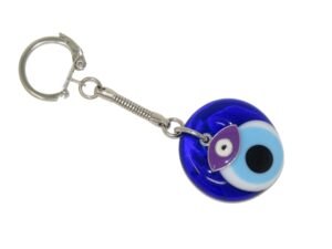 3cm Glass Lucky Evil Eye & Eye Charm Keyring