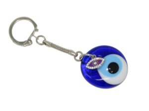 3cm Glass Lucky Evil Eye & Eye Charm Keyring