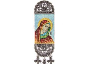 Religious Icon - Holy Blessed Virgin Mary Most Sacred Immaculate Heart - Wall Hanging Tapestry Banner Art Decor - Christian Orthodox Catholic - 21 x 5 cm