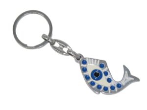 Fish Charm & Lucky Evil Eye Keyring Bag Hanger