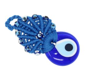 4cm Lucky Evil Eye Glass Macramé Hanging Amulet