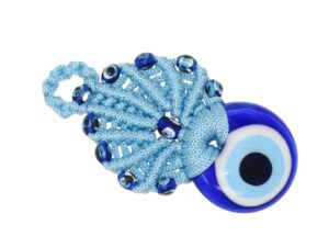 4cm Lucky Evil Eye Glass Macramé Hanging Amulet