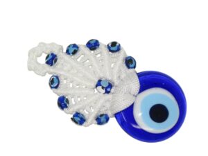 4cm Lucky Evil Eye Glass Macramé Hanging Amulet