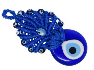 5cm Lucky Evil Eye Glass Macramé Hanging Amulet