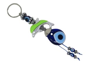 Lucky Dolphin Charm & Lucky Evil Eye Charm Keyring