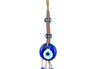 5cm Glass Lucky Evil Eye and Macramé Wall Hanging Amulet