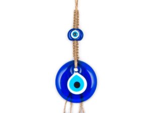 7cm Glass Lucky Evil Eye and Macramé Wall Hanging Amulet