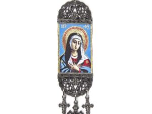 Religious Icon - Holy Blessed Virgin Mary Most Sacred Immaculate Heart - Wall Hanging Tapestry Banner Art Decor - Christian Orthodox Catholic - 21 x 5 cm