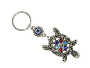 Lucky Turtle Charm & Lucky Evil Eye Keyring Bag Hanger, 11.5cm x 4cm