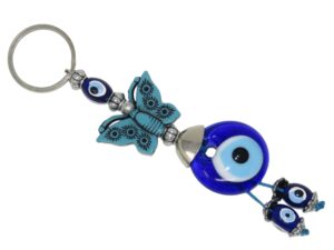 Lucky Butterfly Charm & Lucky Evil Eye Keyring Bag Hanger
