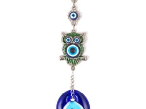 Wise Owl & Lucky Evil Eye, Nazar Boncuk Wall Hanging Gift for Protection & Good Luck