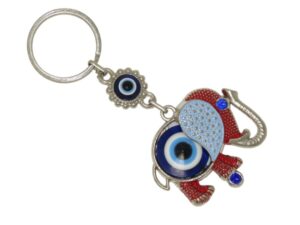 Lucky Elephant Charm & Lucky Evil Eye Keyring Bag Hanger