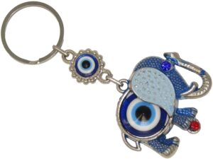 Lucky Elephant Charm & Lucky Evil Eye Keyring Bag Hanger