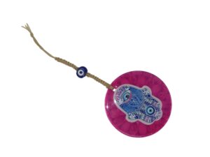 Fusion Glass Hand of Fatima and Lucky Evil Eye Wall Hanging