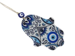 Hamsa Hand Hand of Fatima & Lucky Evil Eye Wall Hanging Amulet Protection & Good Luck