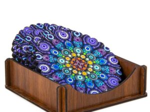 Turkish Drink Coasters Set of 6 - Mediterranean Design for Cup Coasters Gift Sets from Istanbul