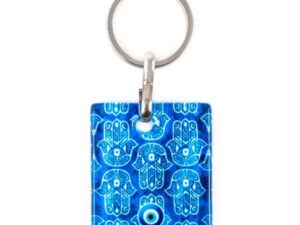 Hamsa Hand & Lucky Evil Eye Nazar Boncuk Glass Keyring Protection & Good Luck