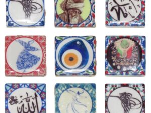 9 x Mixed 20mm Fridge Magnet Turkish Ceramic Muslim Protection Good Luck Charm