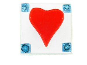 5cm Heart Fusion Glass Charm Fridge Magnet Amulet Gift for Protection & Good Luck