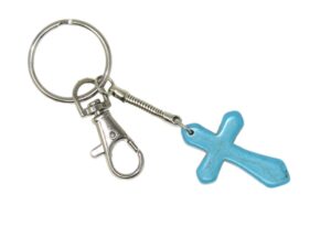 Turquoise Howlite Cross Keyring Gift for Protection & Good Luck