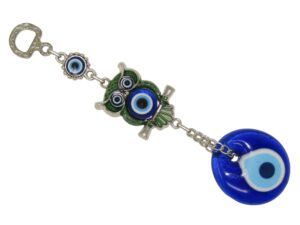 Wise Owl & Lucky Evil Eye, Nazar Boncuk Wall Hanging Gift for Protection & Good Luck